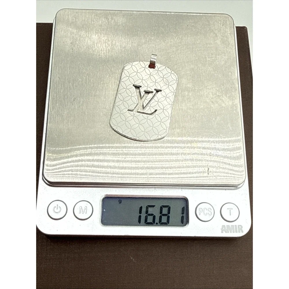 Auth Louis Vuitton LV Champs Elysees PM M65452 Pendant Top Silver Finish Men